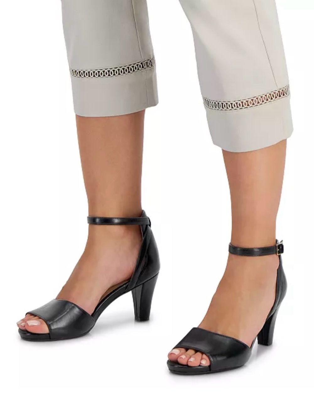 Gianni Bini Black and Beige Ankle-Strap Sandals